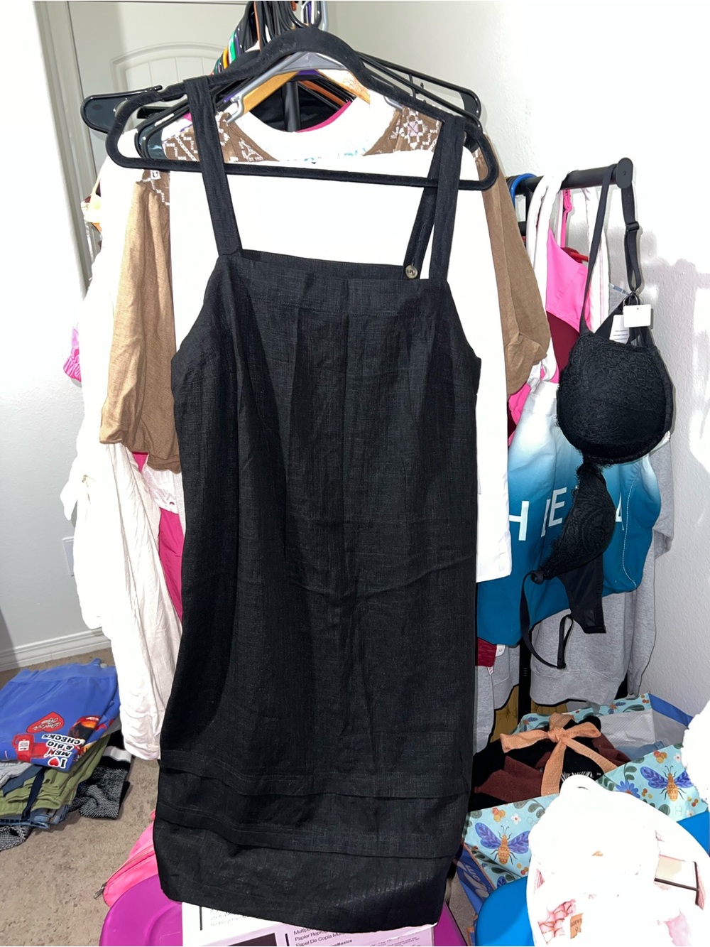 Time and Tru Linen Shift Dress Mini Shift Dress in Black Size XL (16-18) NWT